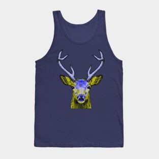 Deer Skull Interactive Yellow&Blue Filter T-Shirt #2 By Red&Blue Tank Top